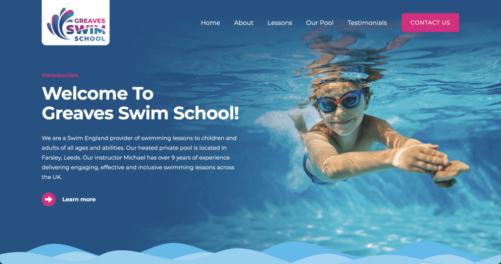Michael Greaves Swimming Lessons website design - Leeds web designer