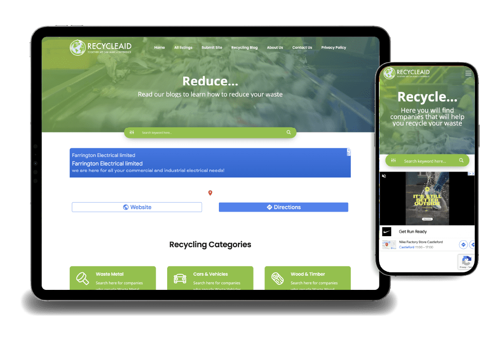 Recycleaid - directory website design