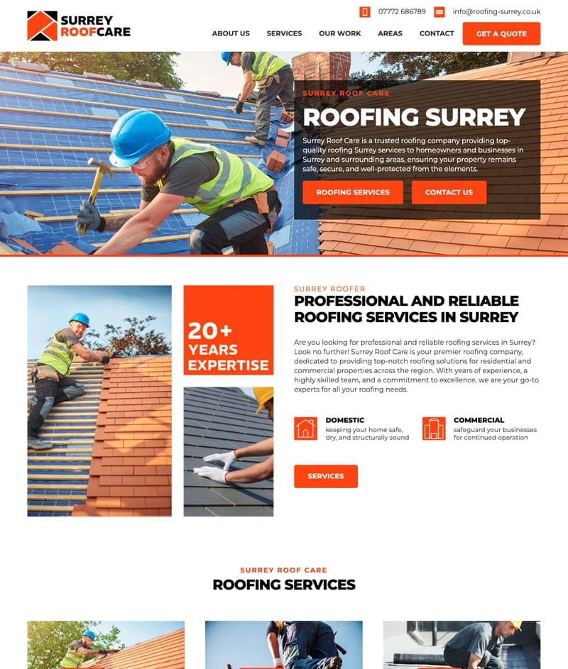 Roofing website design