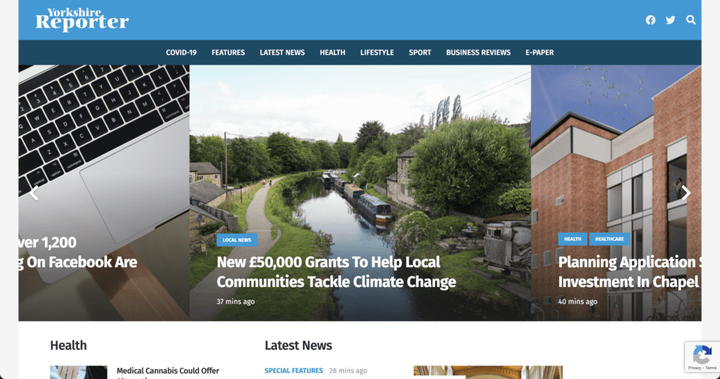 Yorkshire Reporter website design - Leeds web designer