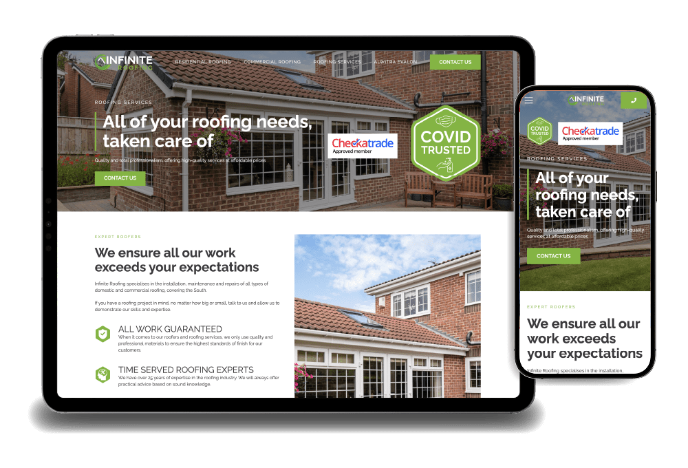 Infinite Roofing - roofer website design