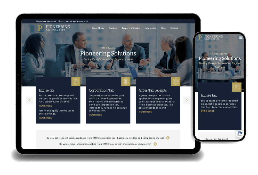 Pioneering Solutions - HMRC agenct website design